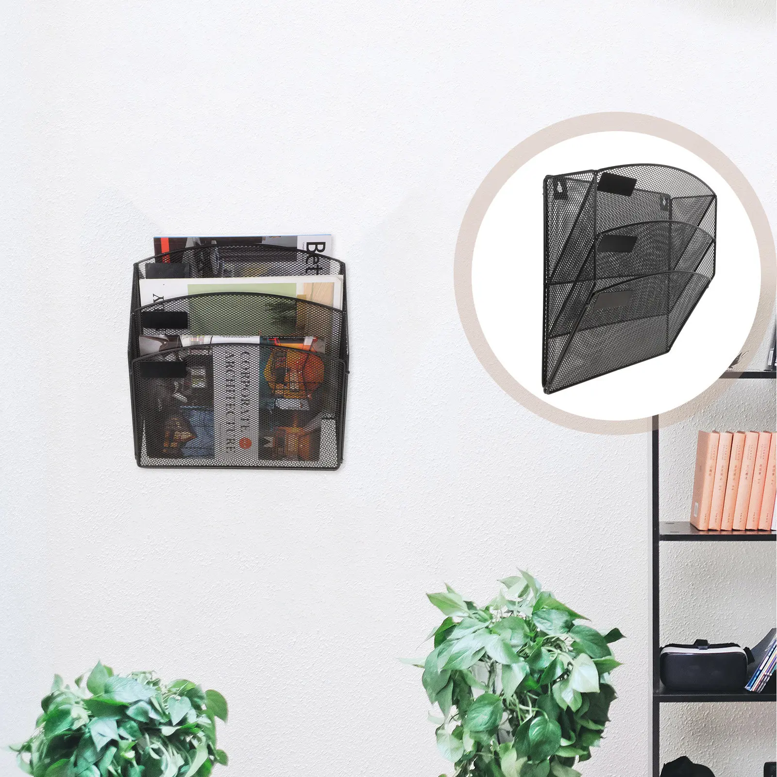 

Wall Mounted Metal Magazine Rack File Holder Storage Basket for Legal Letter Documents Home Office Lobby Vertical Organizer Wire
