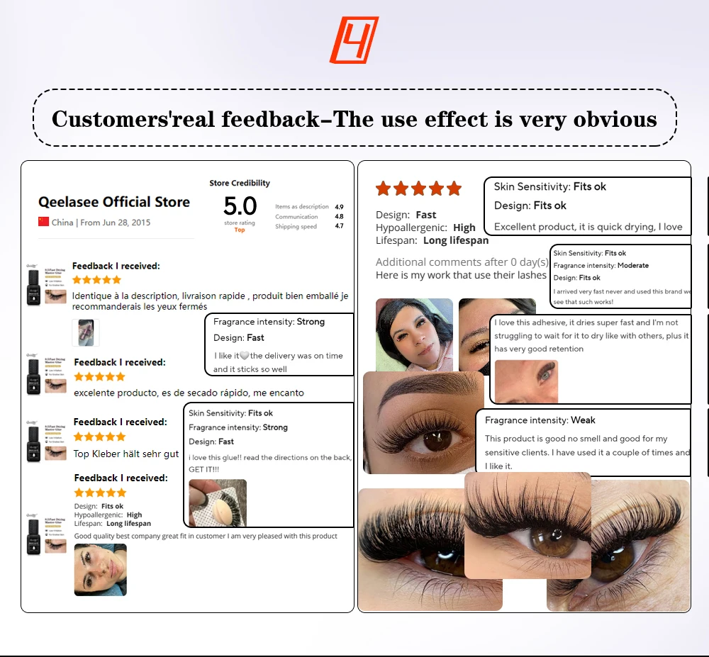 Qeelasee Wimpernkleber, 0,5 s, schnell trocknend, professioneller Wimpernverlängerungskleber, wasserfest, mild, langlebig, Make-up-Werkzeug, Wimpernkleber – Detail 9