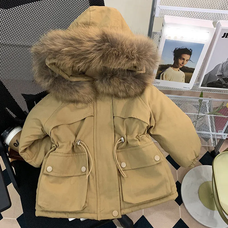 

Winter Girls Hoodies Thicken Plush Velvet Jacket for Kids Boys Thickened Down Parkas Children Coats 2-10Yrs Children's Outerwear