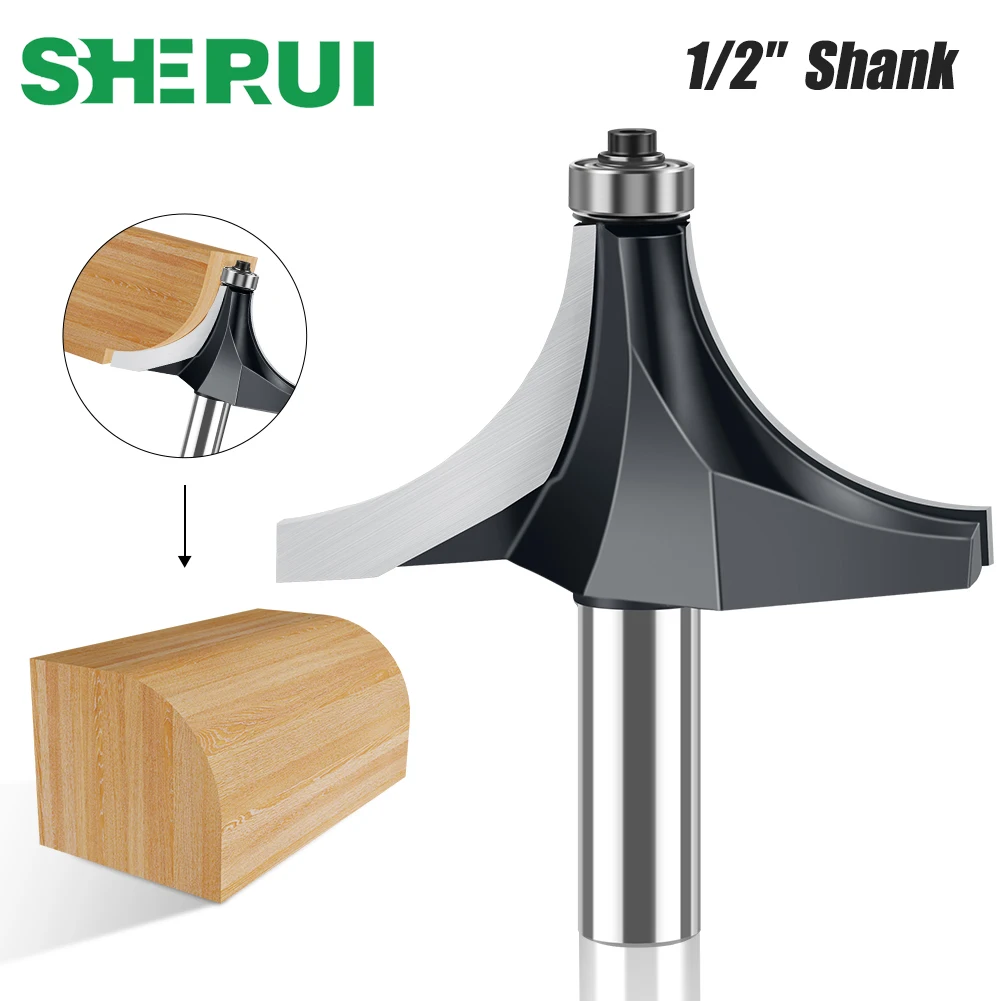 Redondo Tungsten Carbide Milling Cutter Router Bit com Rolamento Shank Corner Ferramentas para Carpintaria 12 mm 1pc