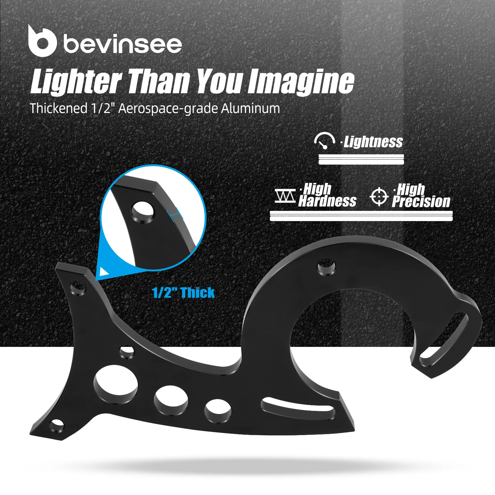 BEVINSEE Power Steering Bracket for Ford Small Block 289 302 351W engines 1965-1968, Glossy Black