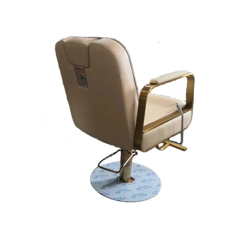 Premium Gold Metal Round Base Grey Barber Chair Male Liquidation with Footrest in Stainless Steel for Salon Barber