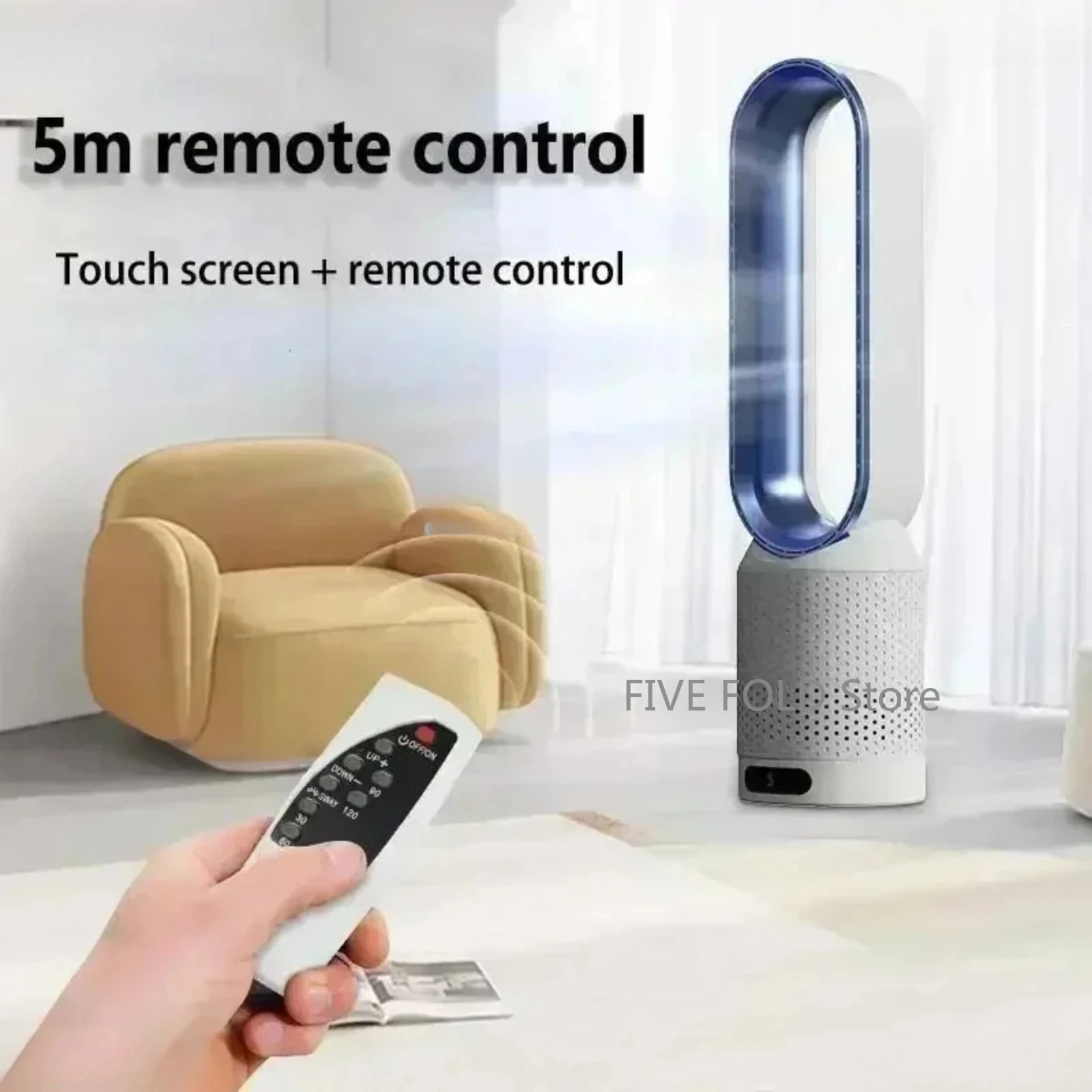 منخفضة الضوضاء 20 بوصة مروحة خالية من الشفرة التحكم عن بعد الأيونات السالبة كتم سطح المكتب مروحة كهربائية الطابق المنزلية تكييف الهواء برج مروحة