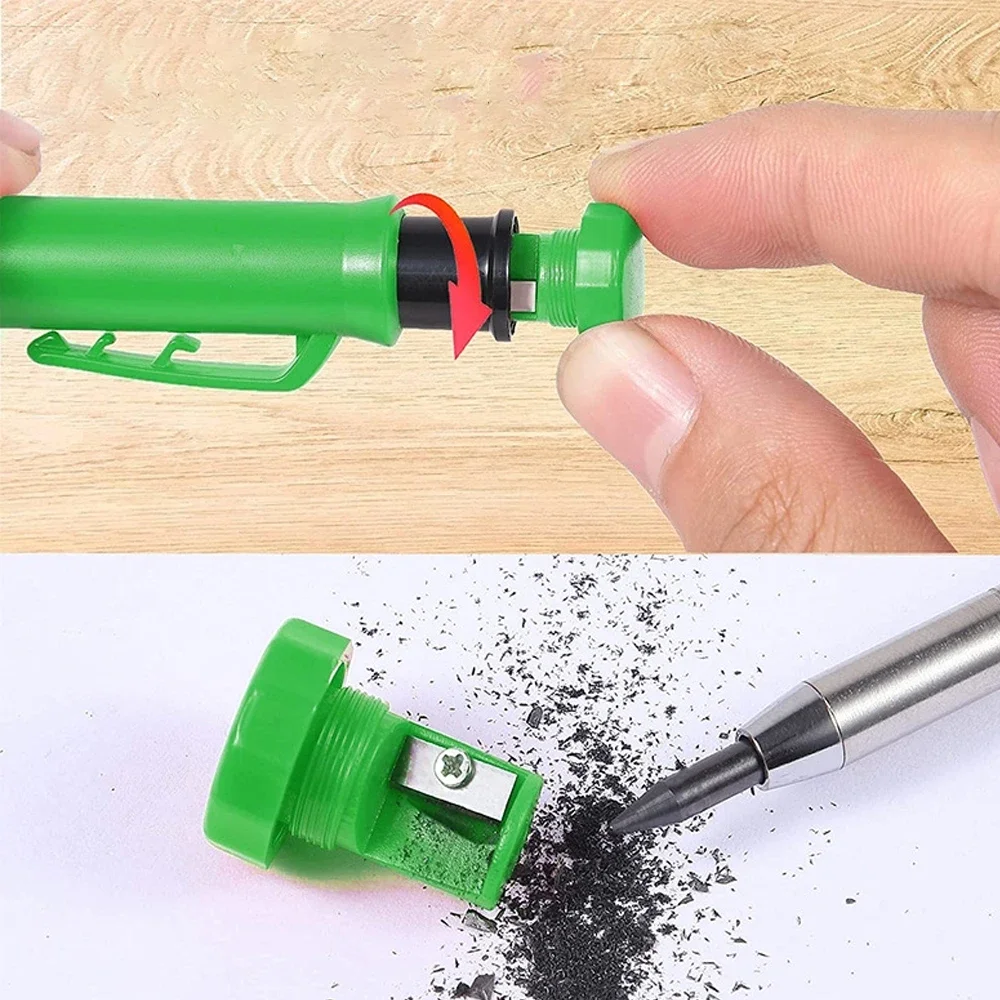 Top Solide Zimmermann Druckbleistift Holzbearbeitung Lange Kopf Tiefe Loch Marker Stift Bleistifte Nachfüllminen Spitzer Schreibwaren – Detail 8