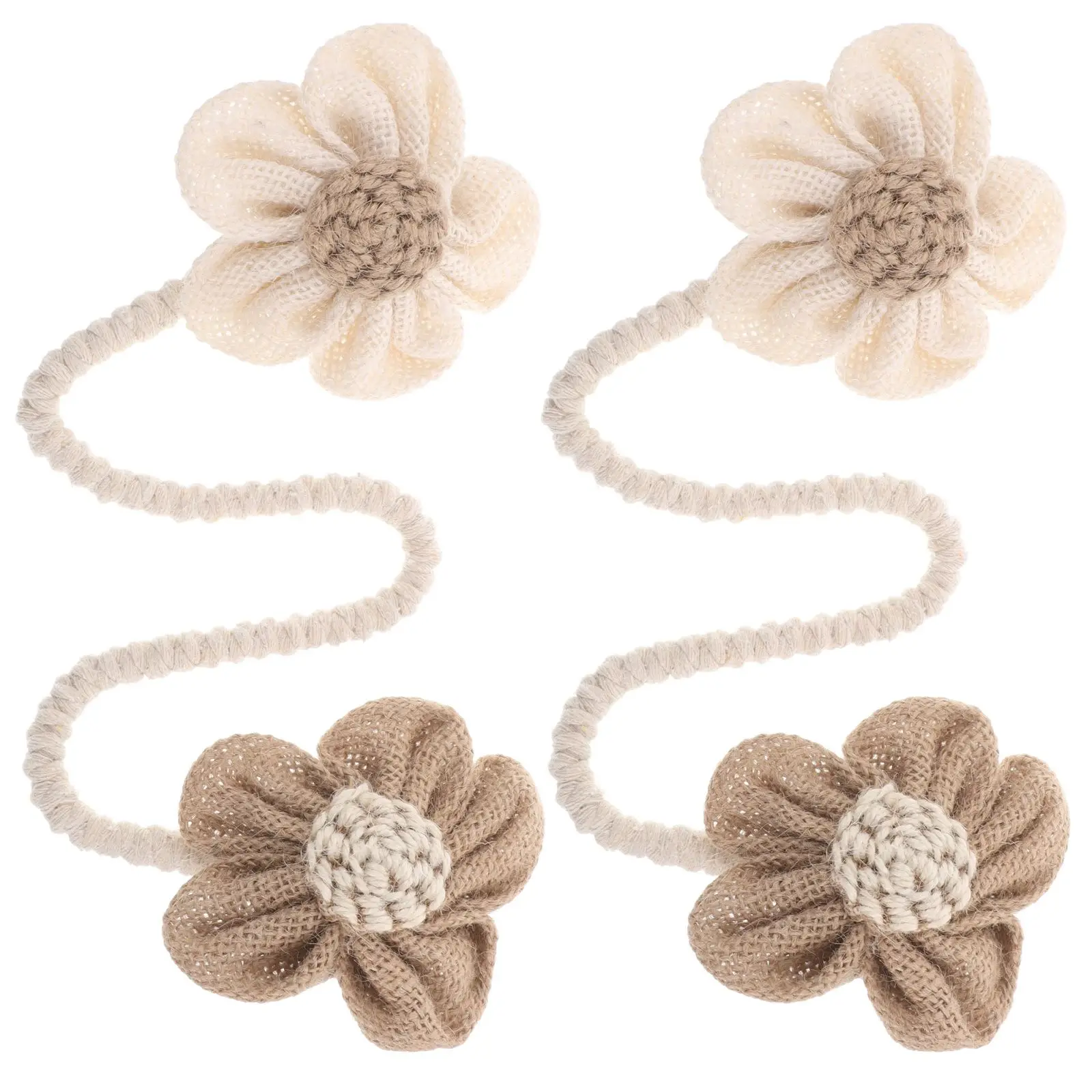 

2 Pcs Curtain Tiebacks Adjustable Length Creative Flower Design Pastoral Style Boho Window Treatment Holdbacks Easy Use