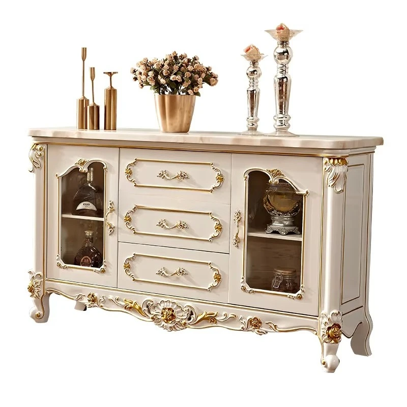 

Solid wood hand-carved sideboard living room furniture villa dining room