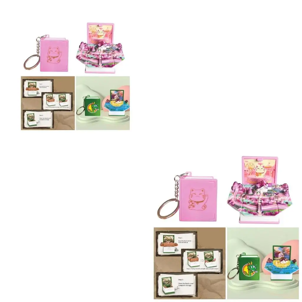  Dinosaur Book Keychain for Kids Backpack 3D Popup Book Keychains Dinosaur Toy