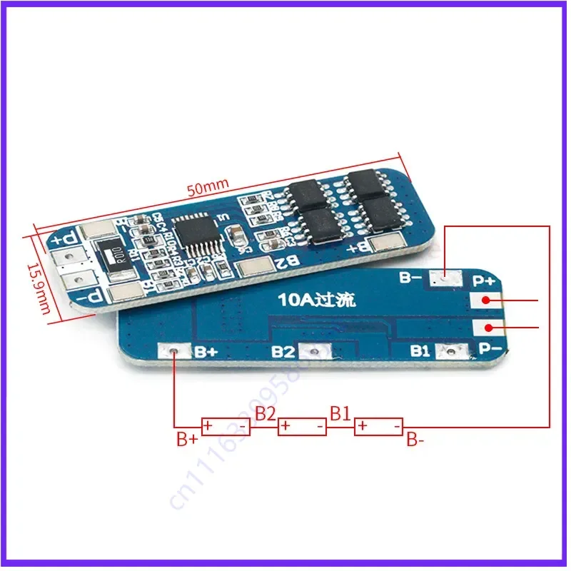 3 series 12V18650/11.1V 12.6V anti-overcharge, over-discharge peak 10A over-current protection  10pcs