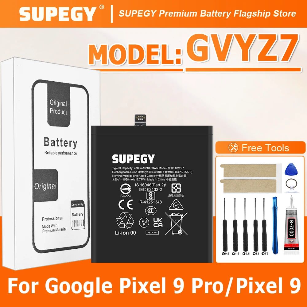 GVYZ7 4558mAh Replacement Battery For GOOGLE PIXEL 9 PRO/Pixel 9 Batteries New High Quanlity BATTERY+Free Tools