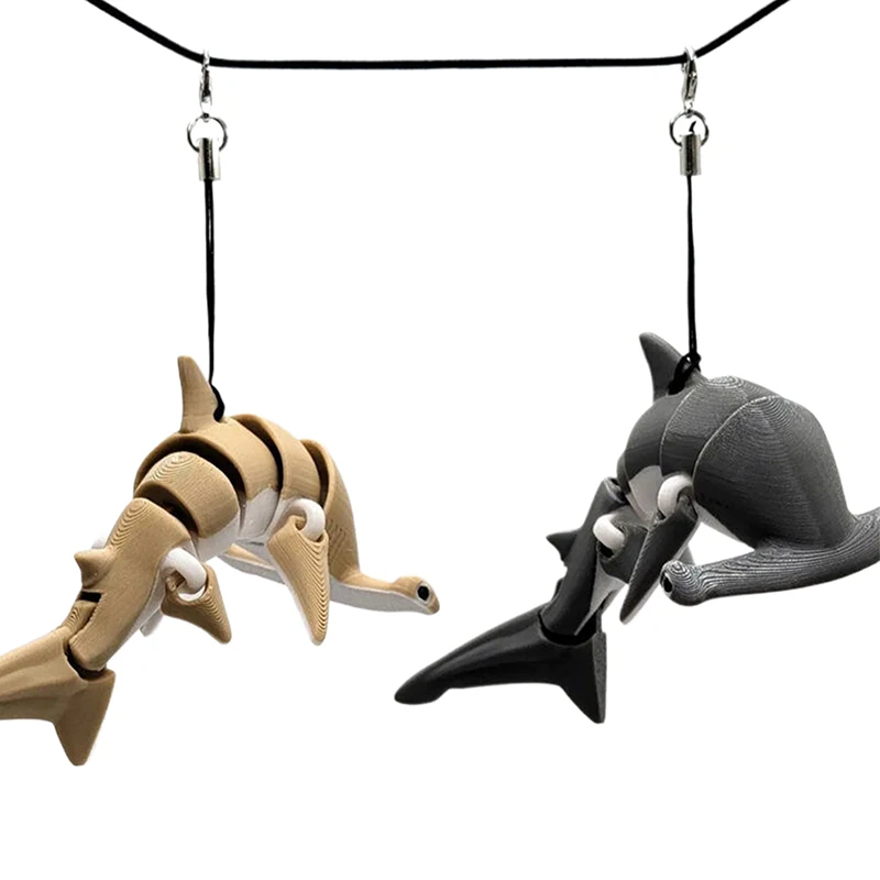 Hammerhead Shark Keychain 3D Animals Backpack Pendant Posable Flexible Purse Backpack Handbags Decor