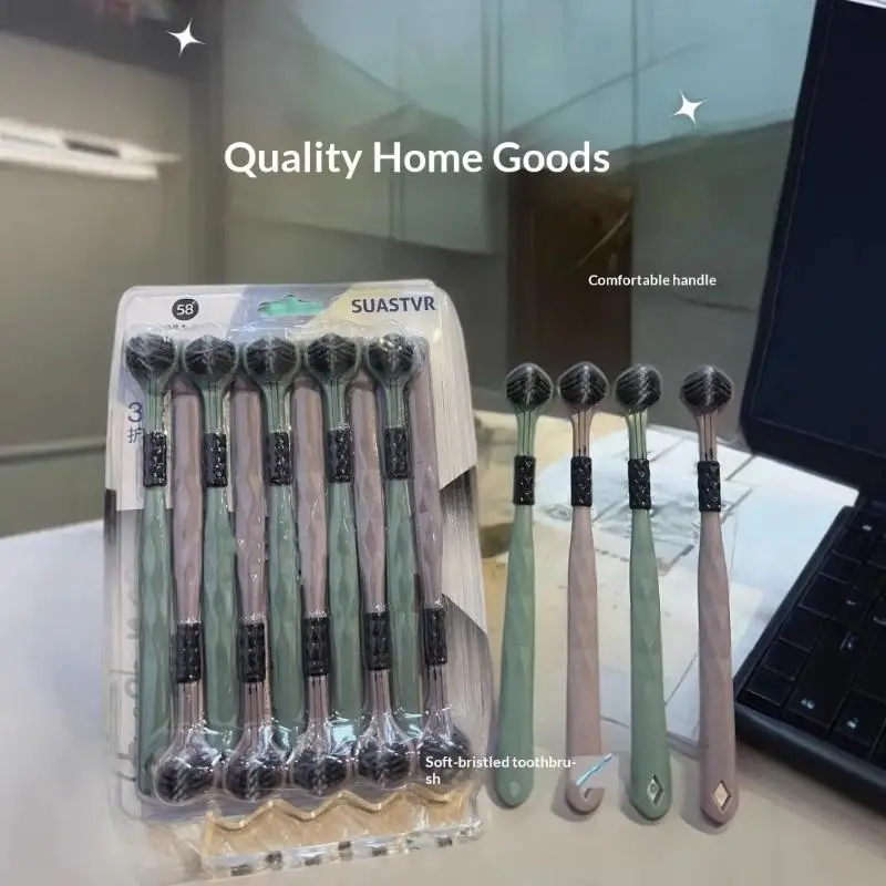 3D Manual Toothbrush 10pcs Three sided U-shaped Soft Toothbrush for Comprehensive Oral Cleaning for Adults