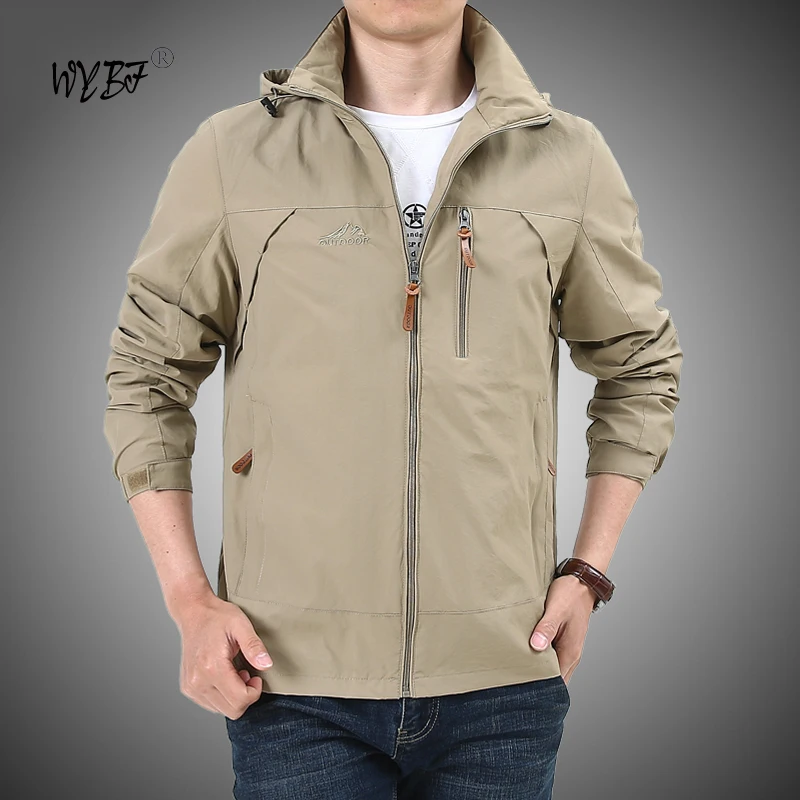 

US Hot Sale Mens Outdoor Hiking Jackets Summer Military Multi-pockets Tactical Hunting Fishing Waterproof Hooded Thin Jacket Men