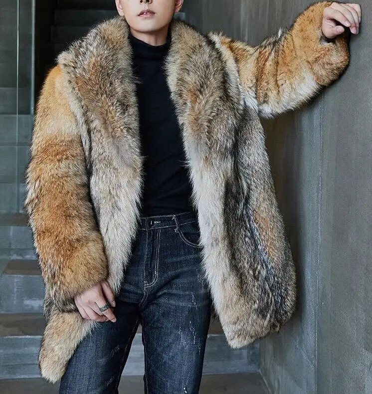 

Мужская куртка-кардиган из искусственного меха с длинным рукавом, толстые теплые шубы, верхняя одежда, высококачественная свободная куртка с отложным воротником, осень-зима