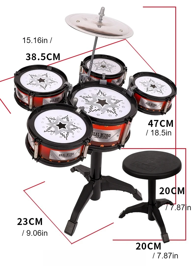 Simulation Drum Set Junior Drums Kit Jazz Drums Percussion Musical Mini Instrument Wisdom Development Toys For Children Kid Gift