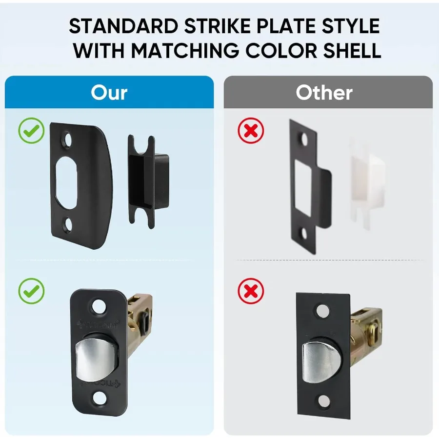 رافعة باب مربعة قابلة للعكس باللون الأسود غير اللامع شديدة التحمل لحمام غرفة النوم والغرف الداخلية مثالية للاستخدام في الممر بتصميم متين
