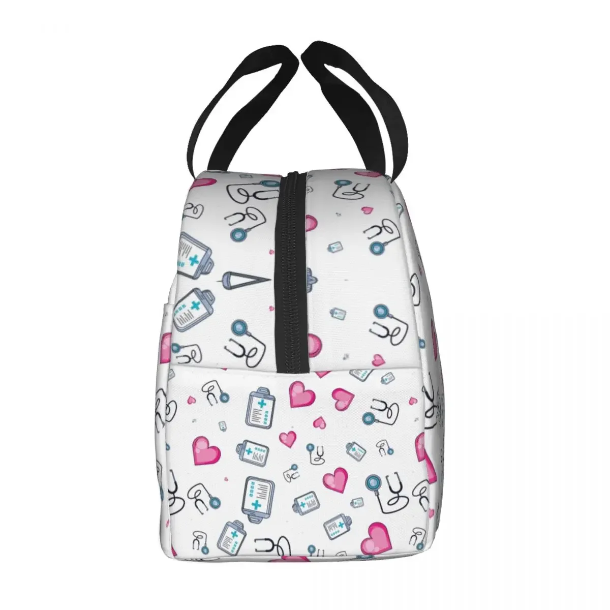 Stethoscope Heart Pattern Insulated Lunch Bags Cartoon Nurse Nursing Portable Cooler Thermal Bento Box Kids School Children