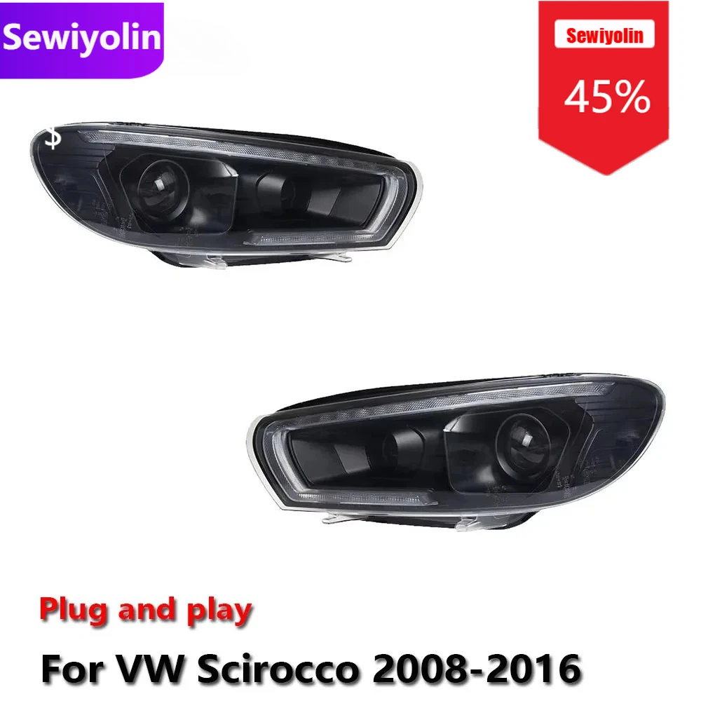 

Car DRL LED Headlight Assemblies For Volkswagen Scirocco 2008-2017 Fog DRL Brake Turn Signal Lamp Plug And Play