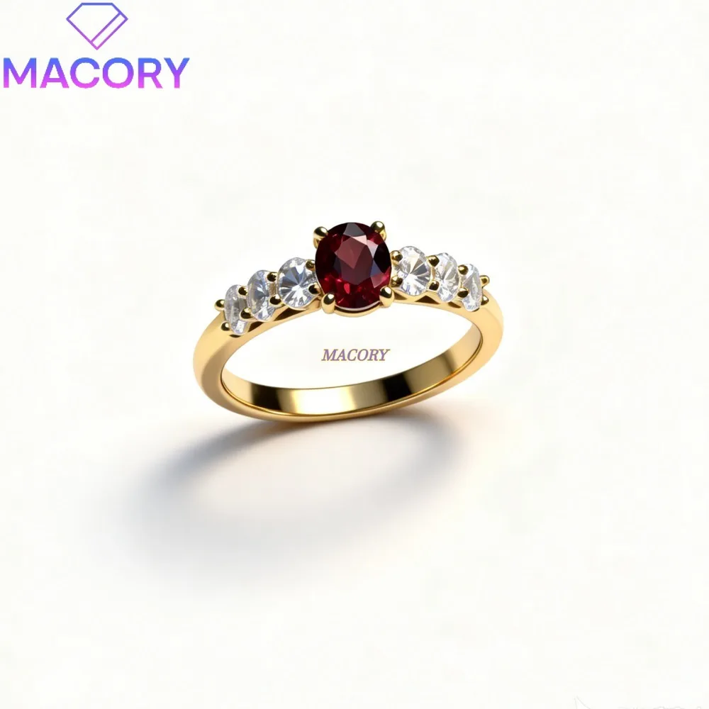 

925 Sterling Silver Engagement and Wedding Ring Natural Garnet Ring Luxury Women's Wedding Gift Engagement and Wedding Ring
