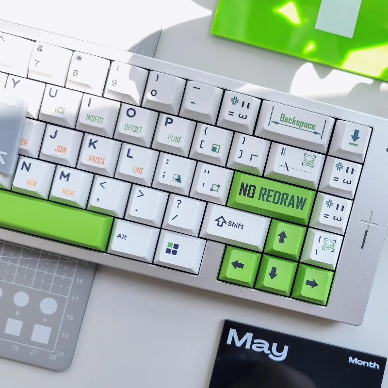 الرجعية: لا REDRAW cad-ver Il Domi مفتاح كيكابس مخصصة PBT الأبيض والأخضر مجموعة كاملة keycap لطيف الكرتون أنيمي نقطة مفتاح قبعات اللاعبين