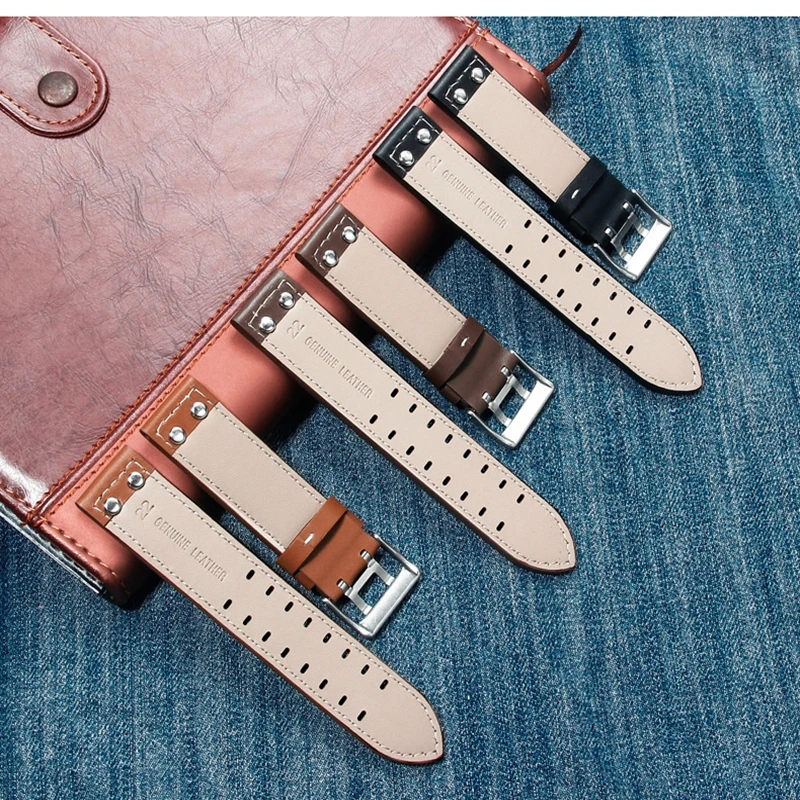 20 Ремешок из натуральной кожи 22 мм для Hamilton Khaki Aviation Field Navy H 70595593   H 77616533   Ремешок для часов Мужской браслет-браслет