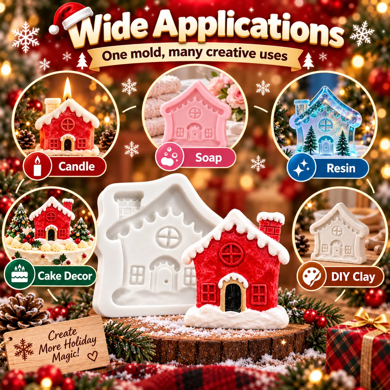 Christmas House Silicone Mold - Candle Mold Silicone 评论和价格