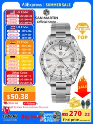 San Martin New 39mm Desert Texture Luxury Men Business Dress GMT Watch NH34 Automatic Mechanical Waterproof 100m Luminous SN0129