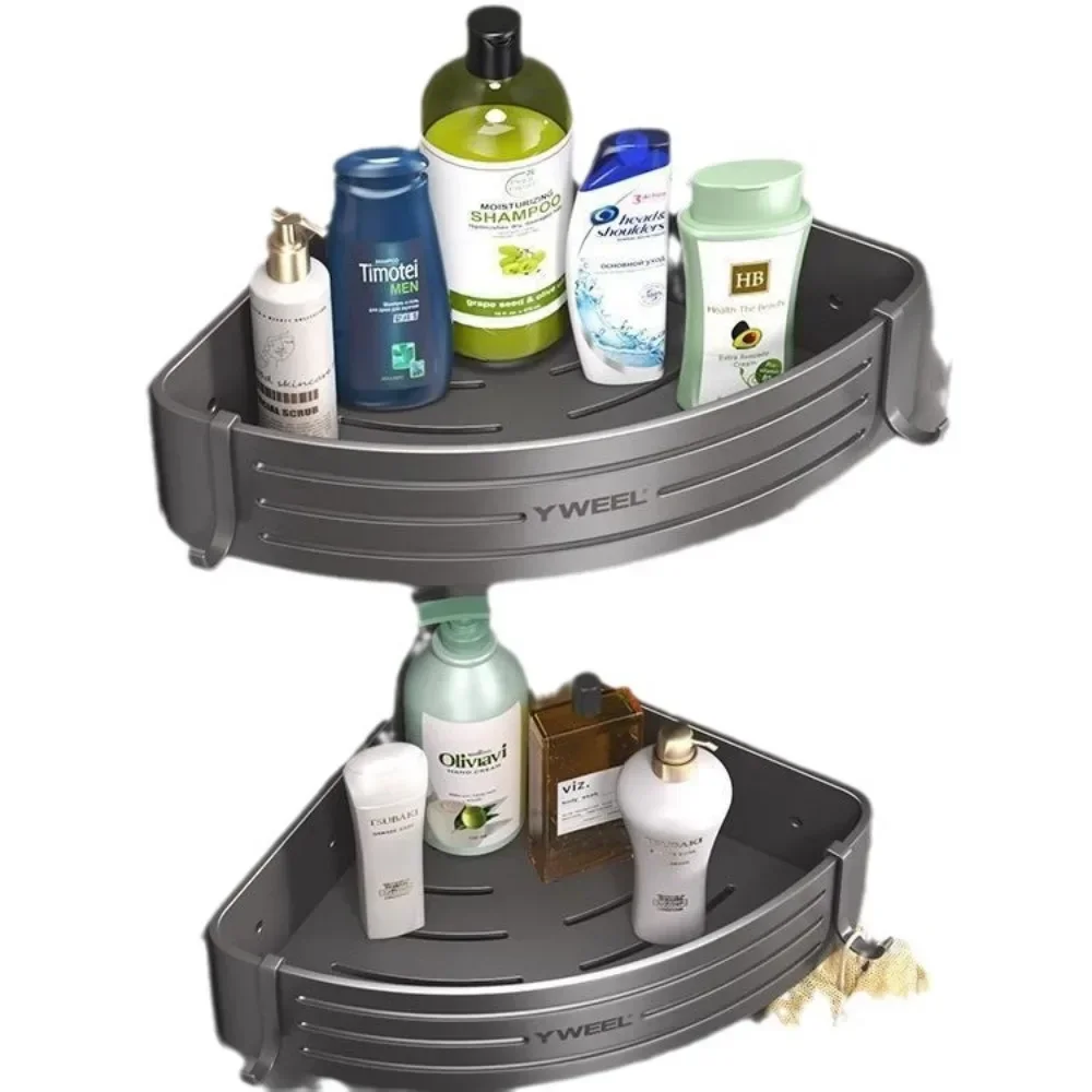 Toilet, bathroom, triangle shelf, non-perforated, space aluminum, toilet, shower, wall-mounted corner shelf, storage shelf