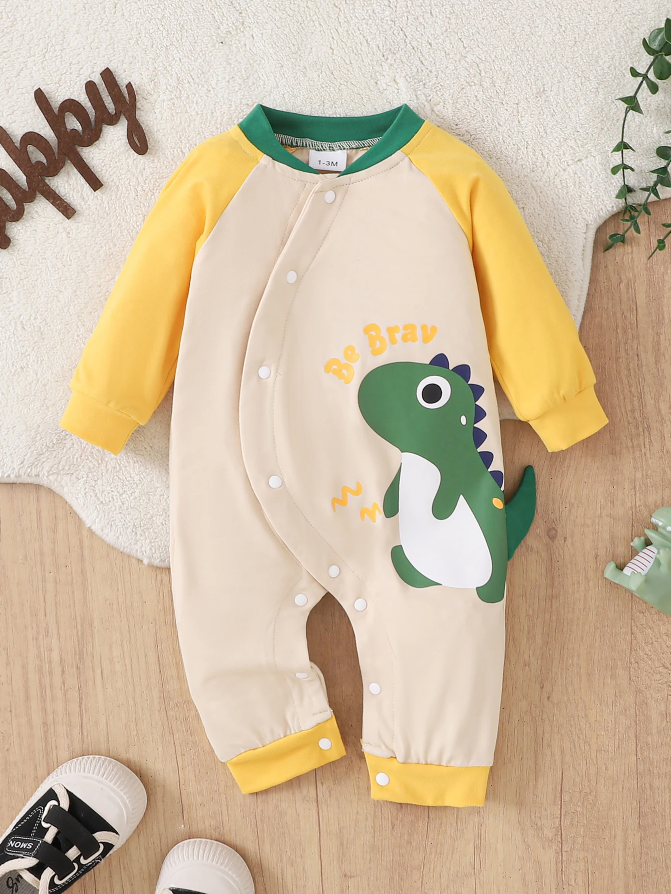 0-18 Months Baby Boy Jumpsuit Color Blocked Horror Printed Long Sleeved Jumpsuit Baby Boy Spring and Autumn Crawling Suit