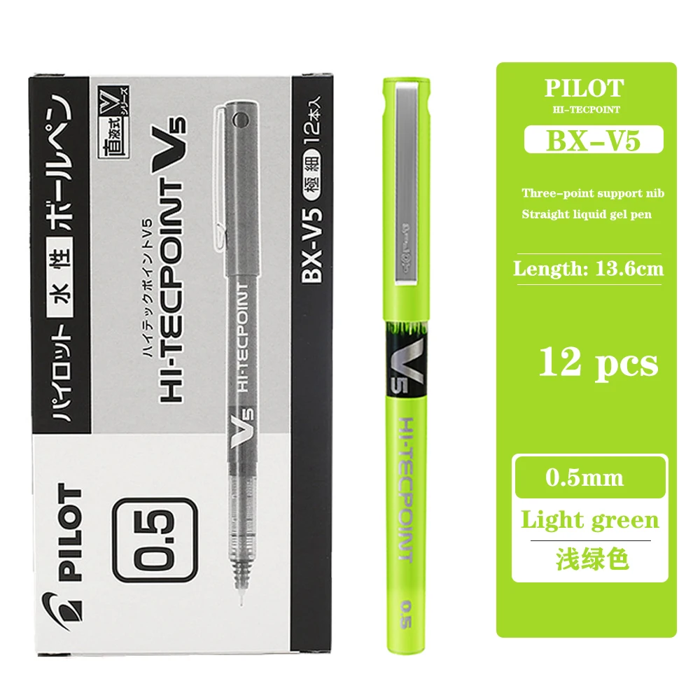 12 Stks/doos Pilot Gel Pen BX-V5 Rechte Vloeibare Balpen 0.5Mm Grote Capaciteit Kleur Spuit Pen Schoolbenodigdheden Briefpapier