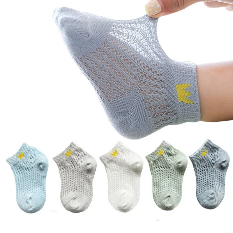 5Pairs Cartoon Cute Children's Socks Spring Summer Baby Soft Cotton Mesh Sock Boys Girls Breathable Thin Cute Sock Kids Socks