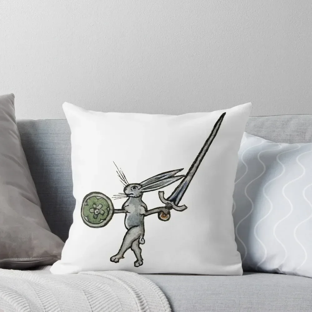 Sword & Buckler Bunny - Medieval Warrior Rabbit Throw Pillow ornamental pillows Cushions Cover Embroidered Cushion Cover pillow