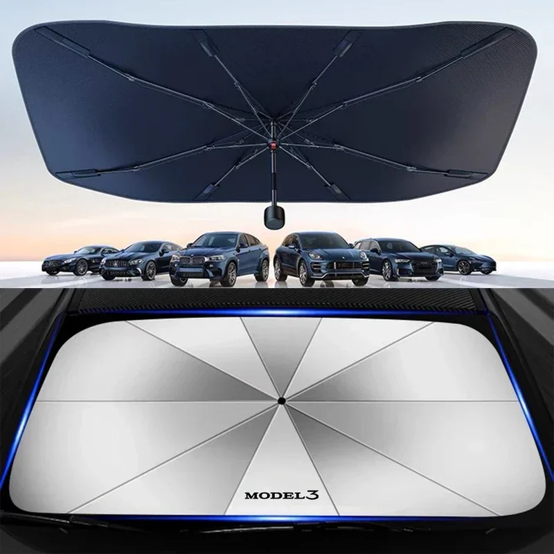 For Tesla model 3 model S model X model Y Car windshield Sunshade Umbrella Protector Parasol Foldable Car Sun Shield Accessories