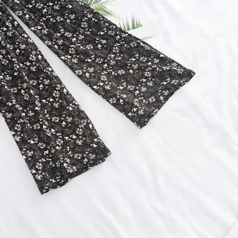 Kombinezon damski w kwiatowy wzór, letni, z paskiem, proste nogawki, luźny, wyszczuplający, długie spodnie, modny, z wysokim stanem, poli...