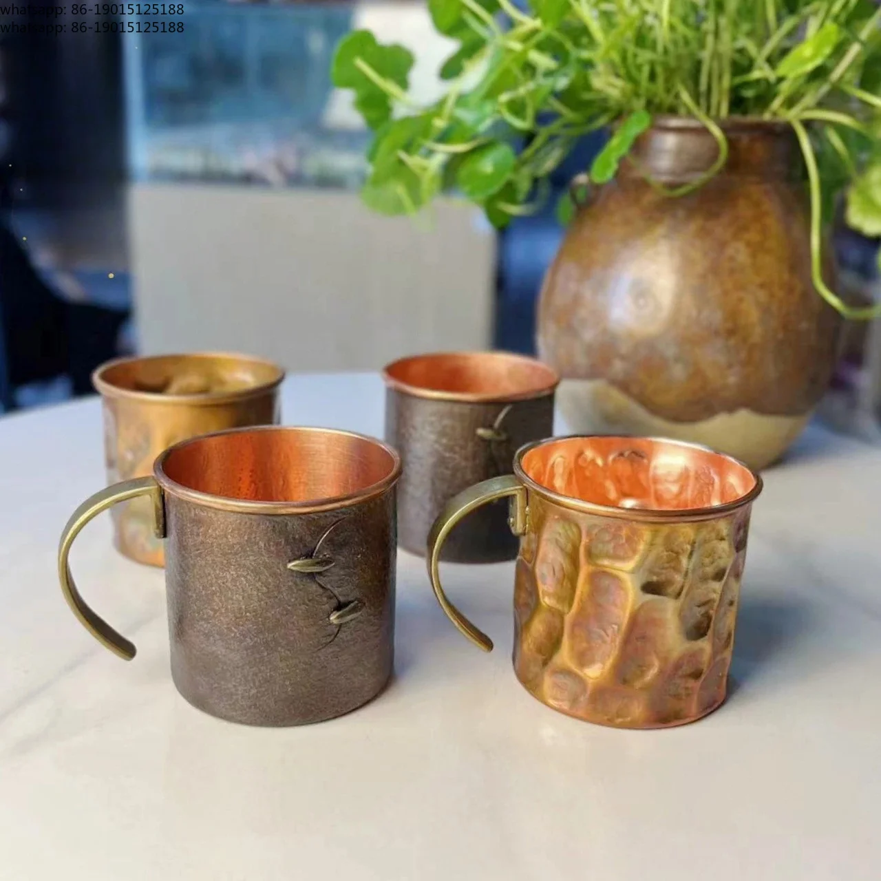 Japanese-style handmade pure copper coffee cup, copper retro patch cup, red copper crater roasted