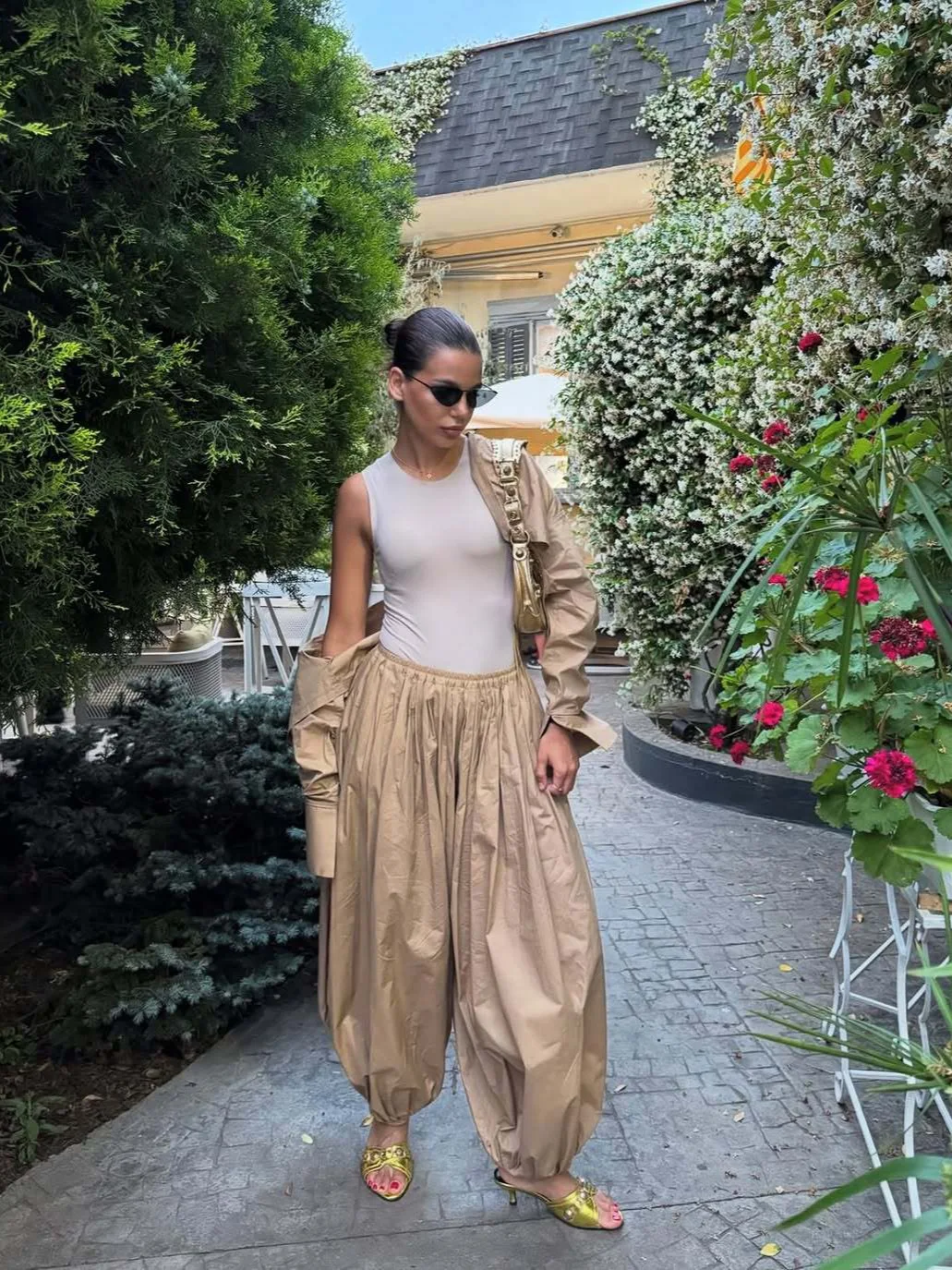 

Fashion Loose Blue Stripe Print Women 3 Pieces Set Elegantt Long Sleeve Shirt + Tube Top With High Waist Wide Pants Set