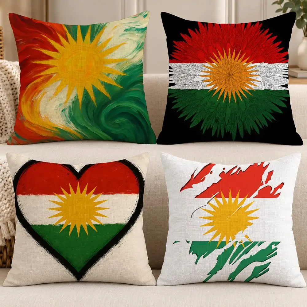 Flag Regional K-Kurdistan Flag Cushion Cover Soft Short Cover Washable Sofa Bed Dorm Garden Home Office Chair Decor