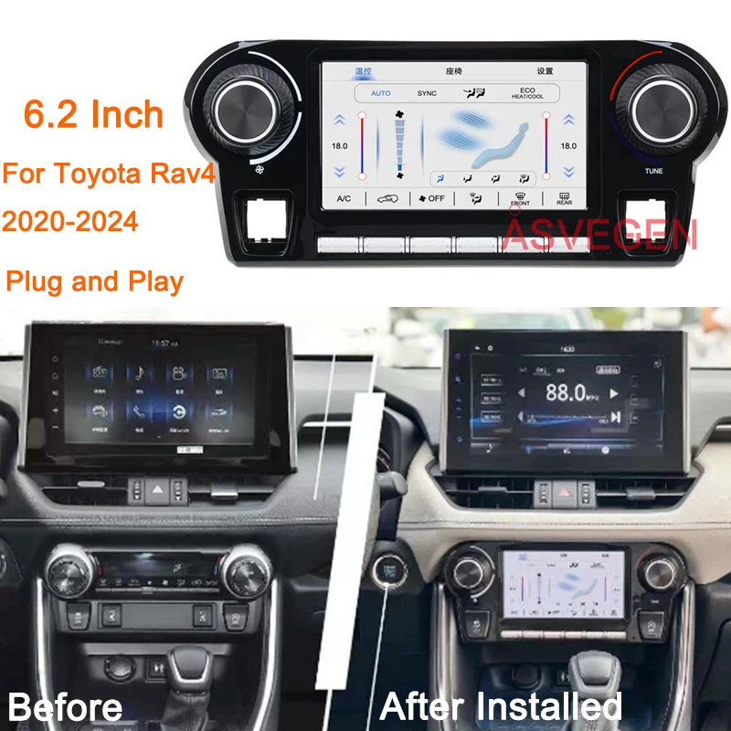 6.2” Car AC Panel Climate Board For Toyota Rav4 2020-2024 Air Conditional Dashboard AutoStereo Accessories Digital Screen