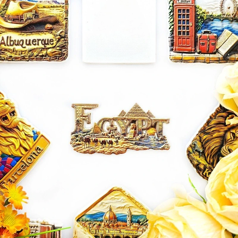 مغناطيس ثلاجة قافلة الهرم المصري - تذكار صحراوي ثلاثي الأبعاد ديكور الحضارة القديمة هدية فريدة من نوعها من النيل #2