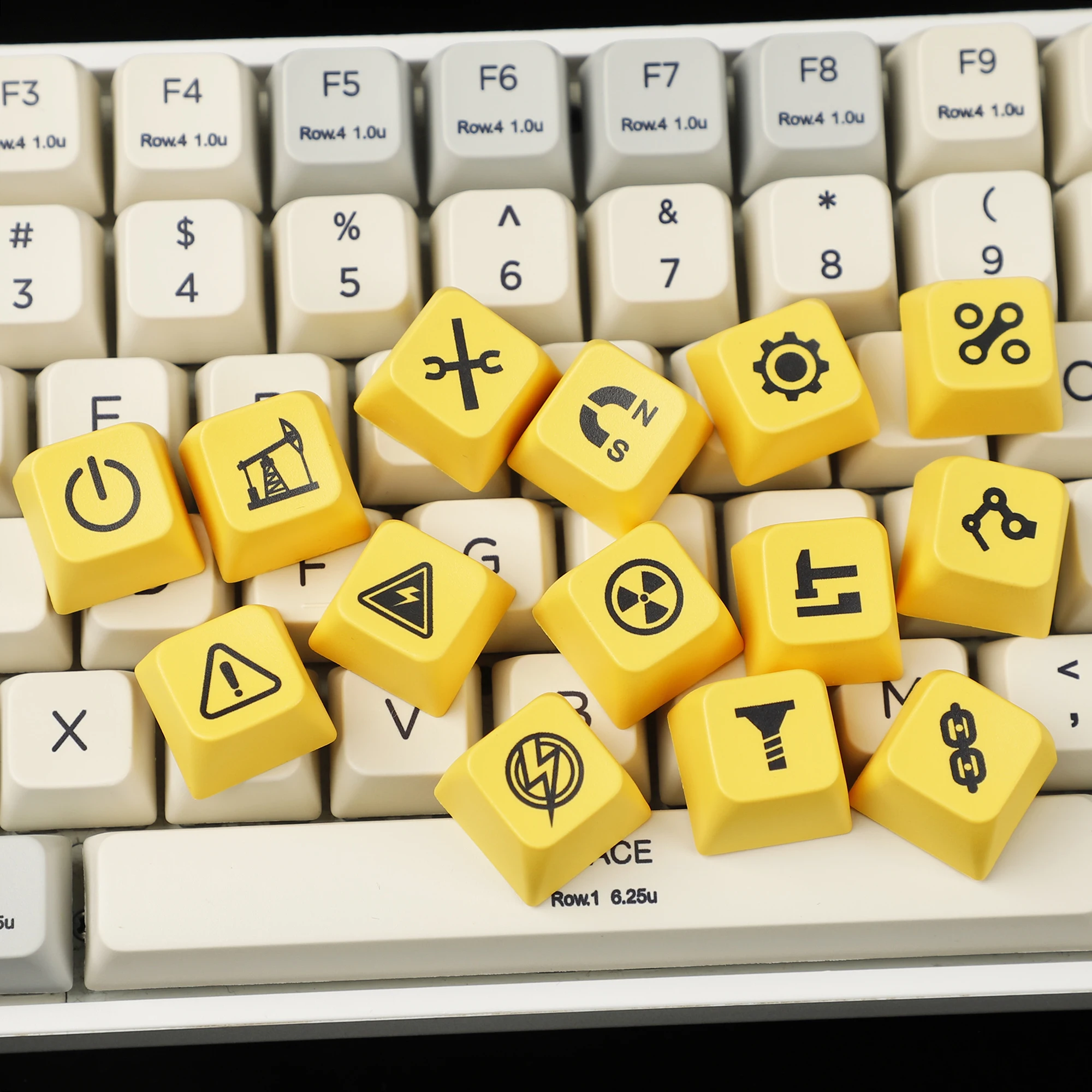 145 Industry Yellow MDA Profile Dye Sub Keycaps Ergonomic Thick PBT Keycap Set For TKL 61 64 68 75 87 96 104 GMMK MX Keyboard