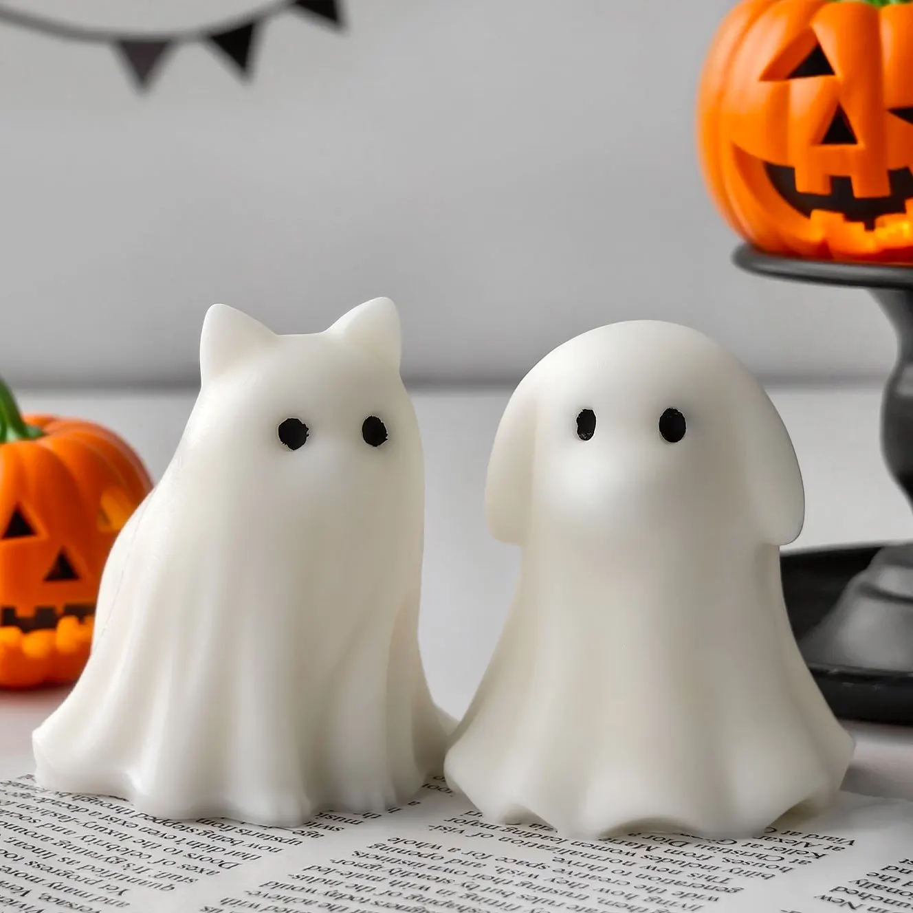 Ghost Candle Mold Non-Stick Silicone Candle Mold 3d Spooky Dog Mold Temperature Resistant For Halloween Parties Candle Crafting
