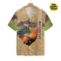 2024 Funny Rooster Beach Hawaii Shirts Casual Cartoon 3D Print Shirt Casual Short Sleeve Summer Loose Tees Tops Street Clothing