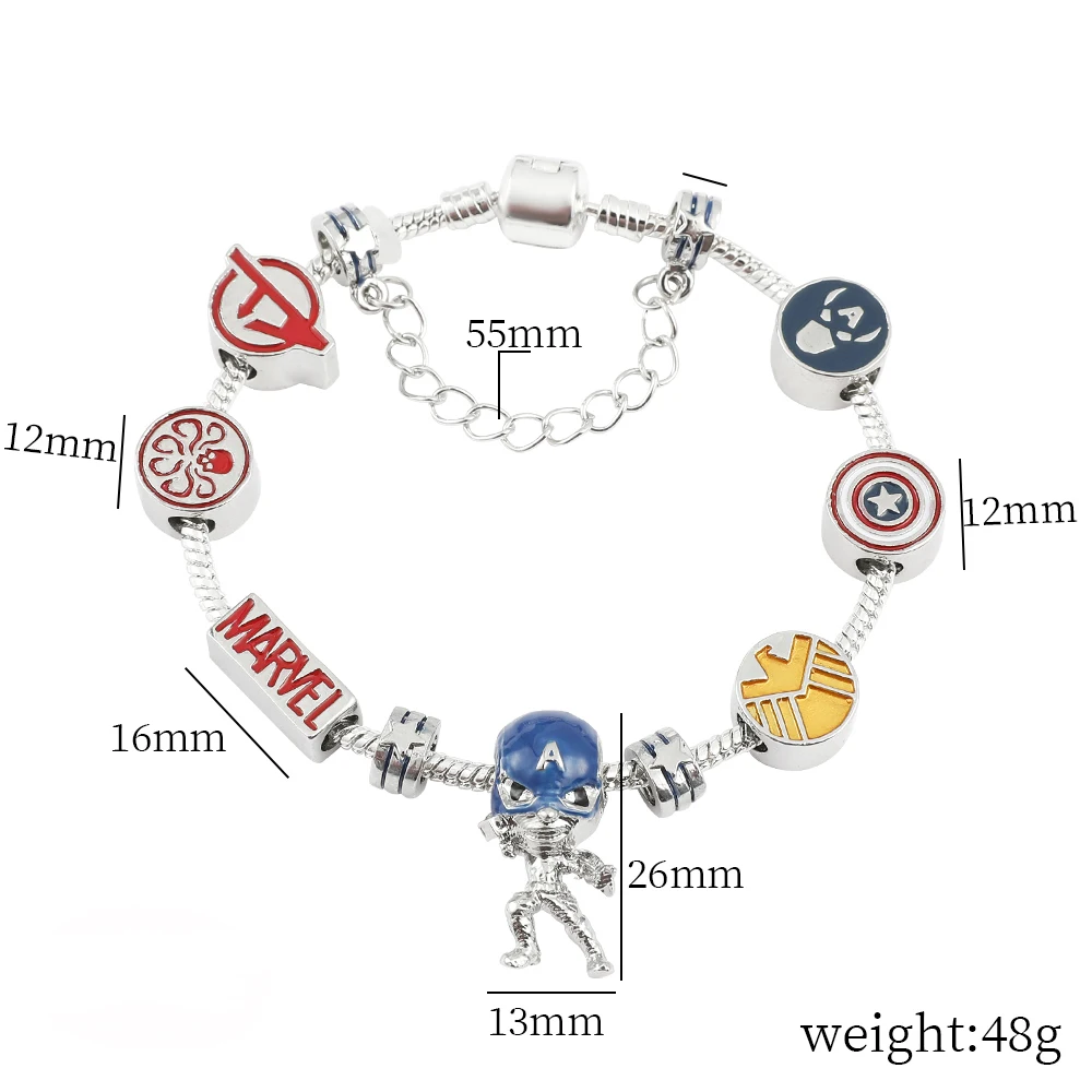 Captain America Thor Iron Man Charms Bracelet for Women Jewelry Fine Camera Selfie Beads The Avengers Bangles