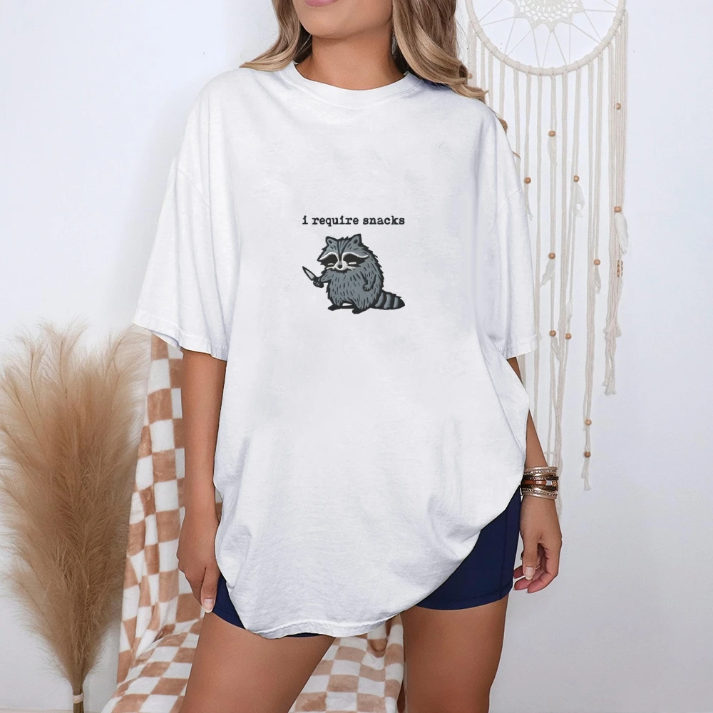 

Женская футболка Y2k Raccoon Lover 2025 — летний хлопковый топ большого размера, высококачественная футболка с милым рисунком животных, игривая уличная одежда