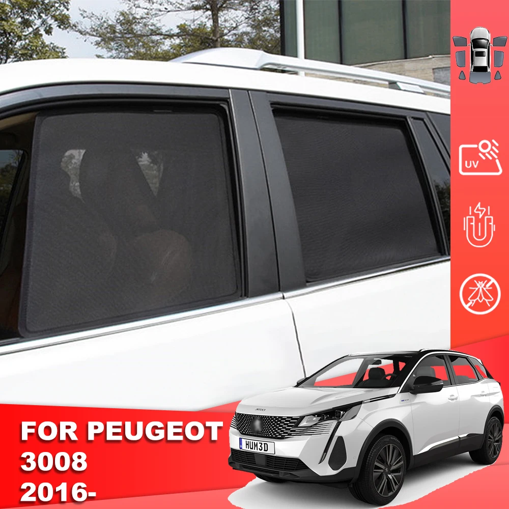 

For Peugeot 3008 P84 2016-2024 Magnetic Car Sunshade Shield Front Windshield Curtain Rear Side Baby Trunk Window Sun Shade Visor