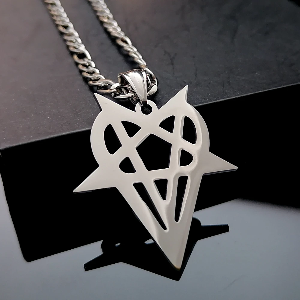 

Мужские ювелирные изделия в стиле хип-хоп, ожерелье Destroy Lonely Heartagram, подвеска из полированной нержавеющей стали, выберите цепочку 24 дюйма