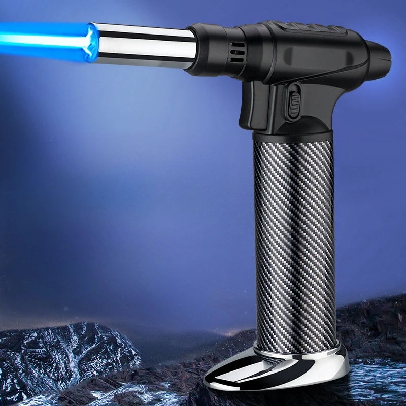 Outdoor Camping BBQ Kitchen Lighter Cooking Tool 360 Ignition Butane Gas Lighter Integrated Blue Flame Torch Turbo Jet Spray Gun