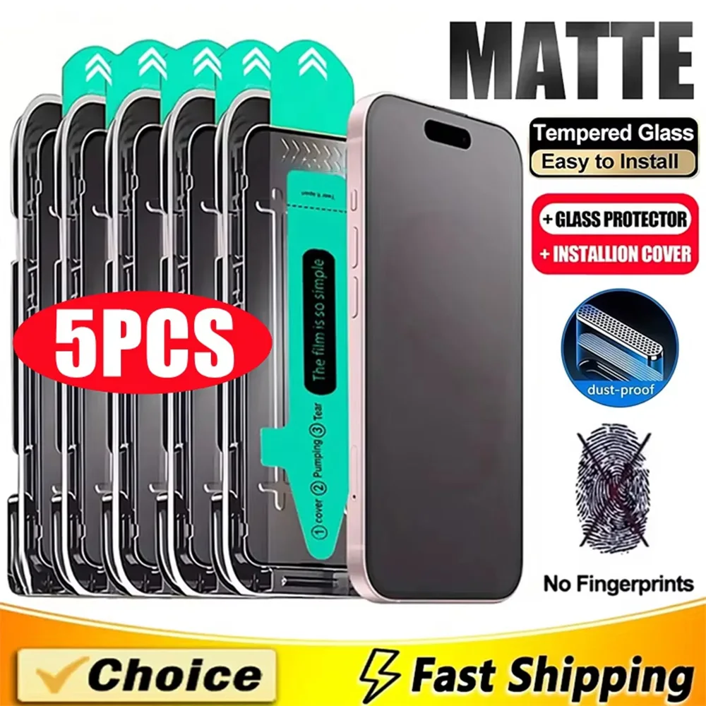 

Matte Privacy Screen Protector For iPhone 17 16 16e 11 12 13 14 15 Pro Max Plus XR X XS Air Anti-Spy Tempered Glass Easy Install