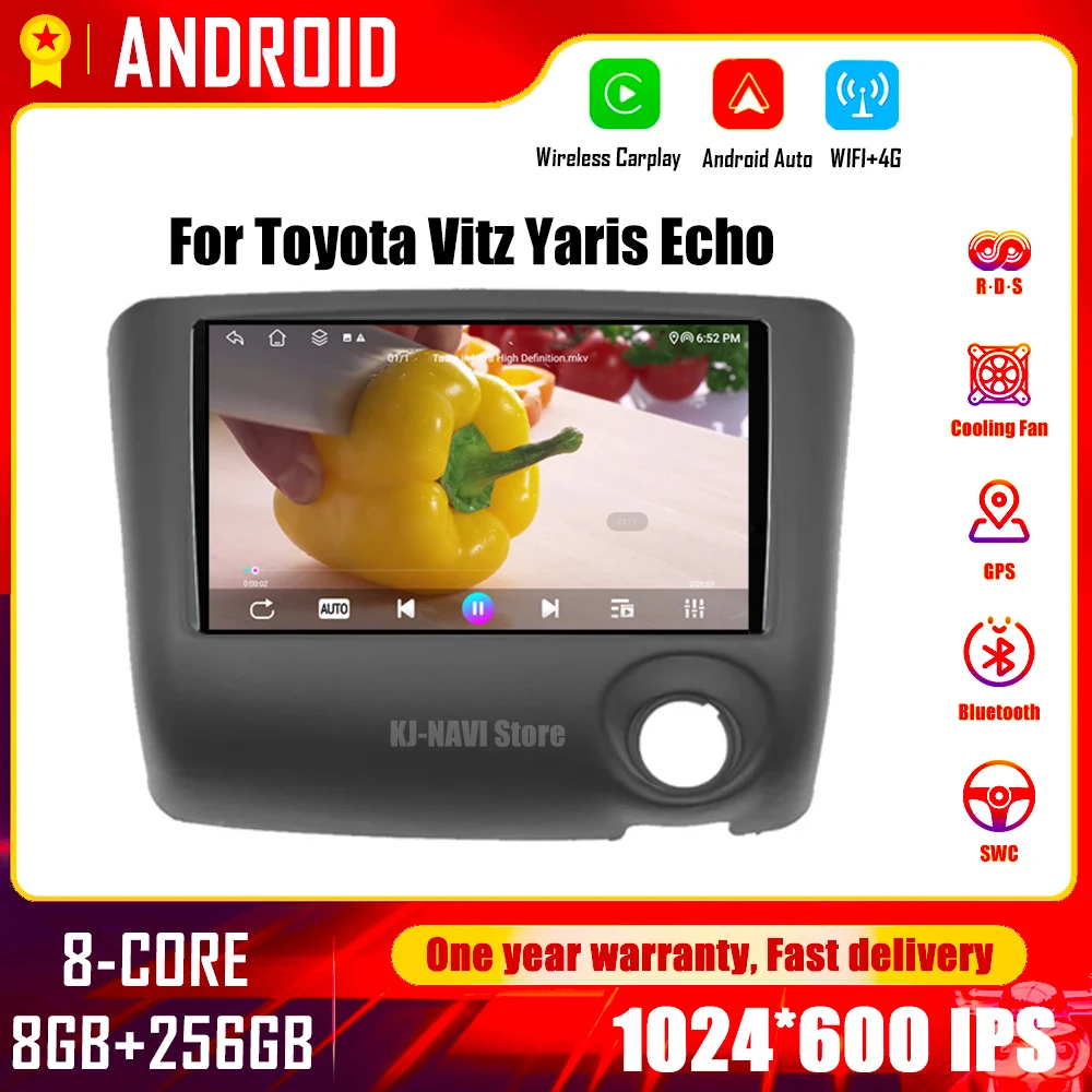 

7" Android 14 For Toyota Vitz Yaris Echo 1999-2005 Car Radio Multimedia Carplay Video Player Android Auto GPS WIFI Navigation