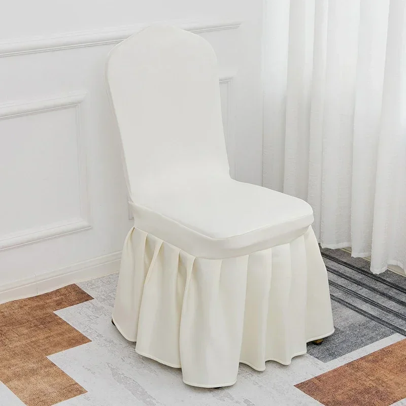 100Pcs Wedding Thickened Skirt Chair Seat Covers Elastic Fabric One-piece Chair Covers for Wedding Decor Banquet Birthday Party