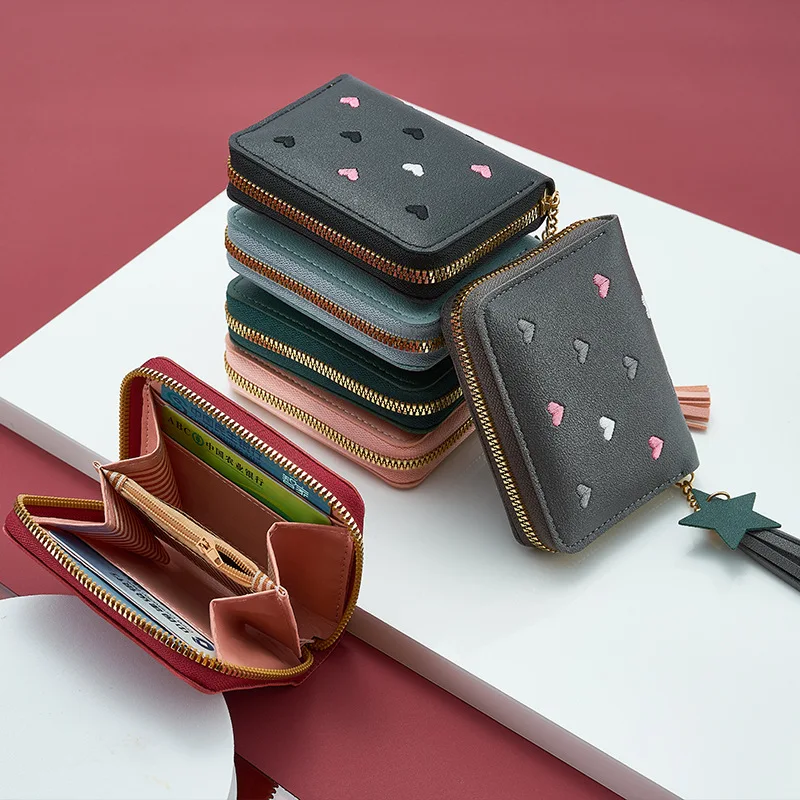 Women's Mini Tassel Wallet, Cute Short Zipper Coin Purse Korean Style, Multifunctional Fashion Small Hand Wallet view 4